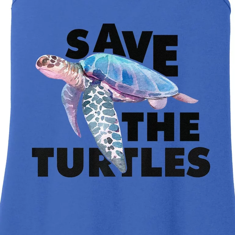 Save The Turtle.S Beach Graphic Premium Ladies Essential Tank