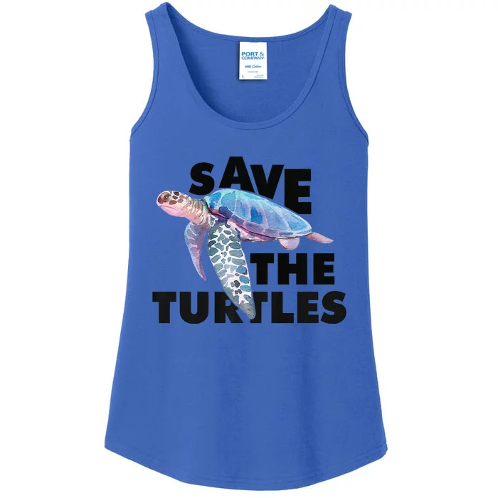 Save The Turtle.S Beach Graphic Premium Ladies Essential Tank