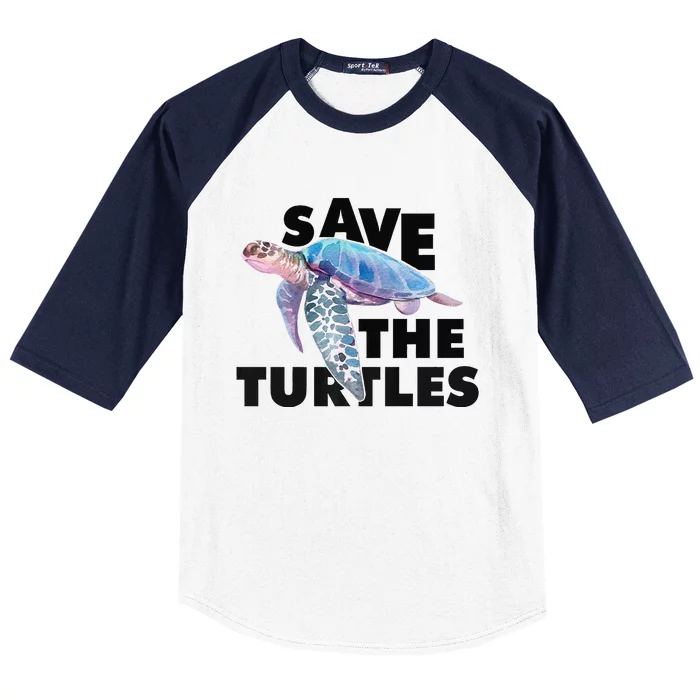 Save The Turtle.S Beach Graphic Premium Baseball Sleeve Shirt