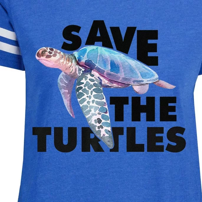 Save The Turtle.S Beach Graphic Premium Enza Ladies Jersey Football T-Shirt