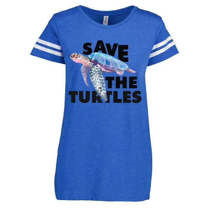 Save The Turtle.S Beach Graphic Premium Enza Ladies Jersey Football T-Shirt