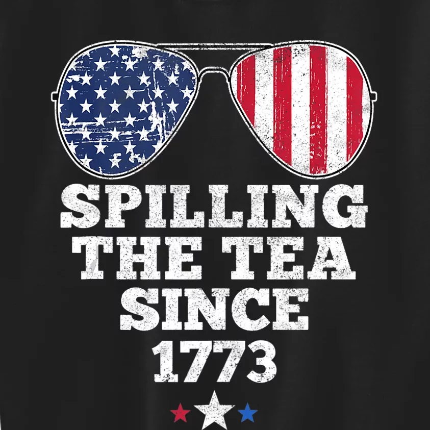 Spilling The Tea Since 1773 Funny 4th Of July American Flag Kids Sweatshirt