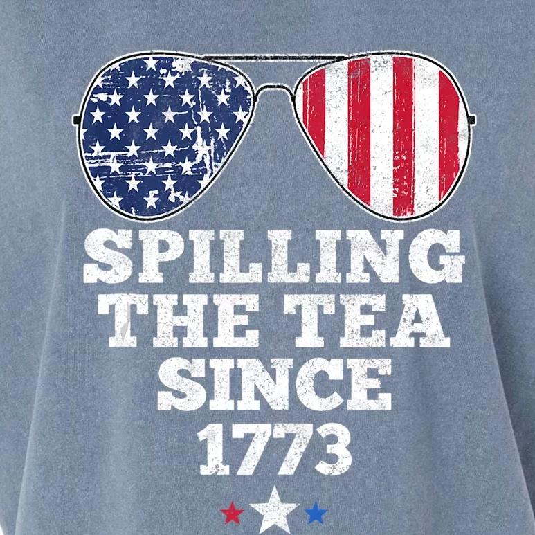 Spilling The Tea Since 1773 Funny 4th Of July American Flag Garment-Dyed Women's Muscle Tee