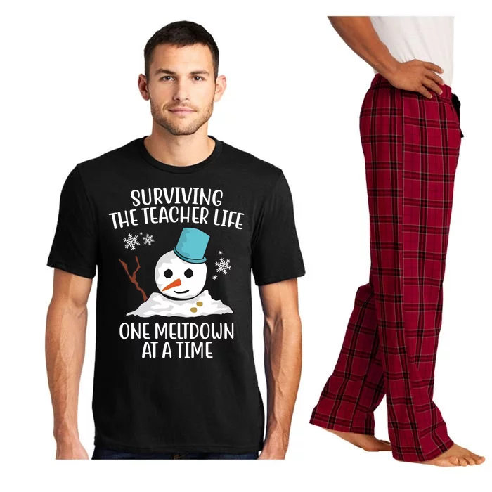 Surviving The Teacher Life One Meltdown At A Time Funny Holiday Pajama Set