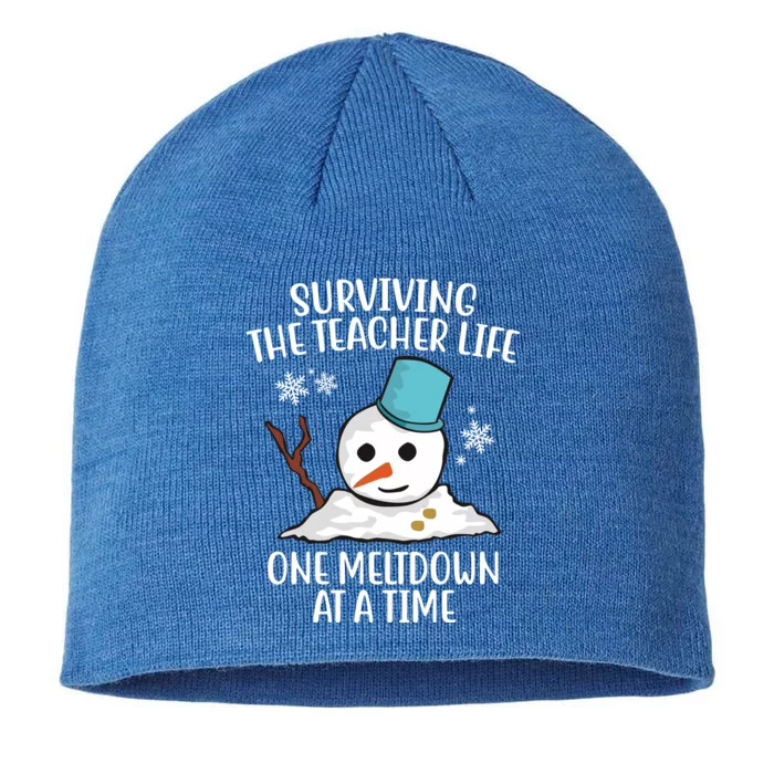 Surviving The Teacher Life One Meltdown At A Time Funny Holiday 8 1/2in Sustainable Knit Beanie