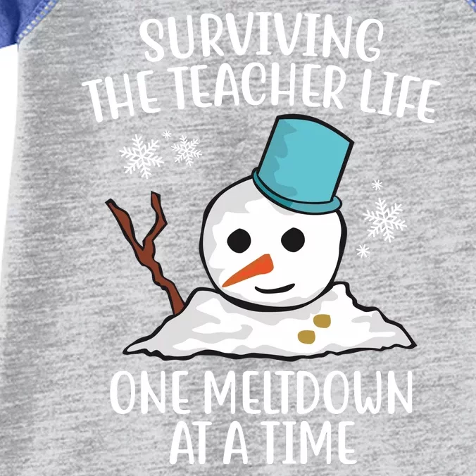 Surviving The Teacher Life One Meltdown At A Time Funny Holiday Infant Baby Jersey Bodysuit