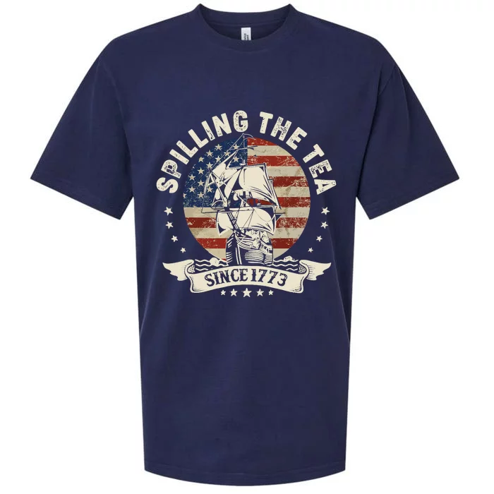 Spilling The Tea Since 1773 Patriotic 4th Of July Sueded Cloud Jersey T-Shirt