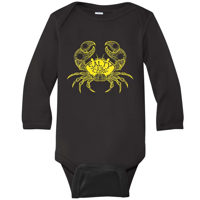 Salty To The Core Crab Baby Long Sleeve Bodysuit