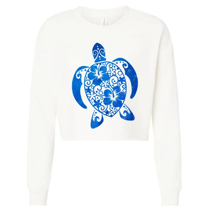 Summer Tropical Turtle Cropped Pullover Crew