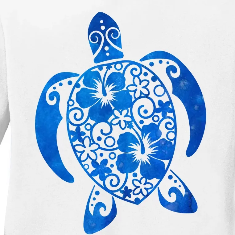 Summer Tropical Turtle Ladies Long Sleeve Shirt