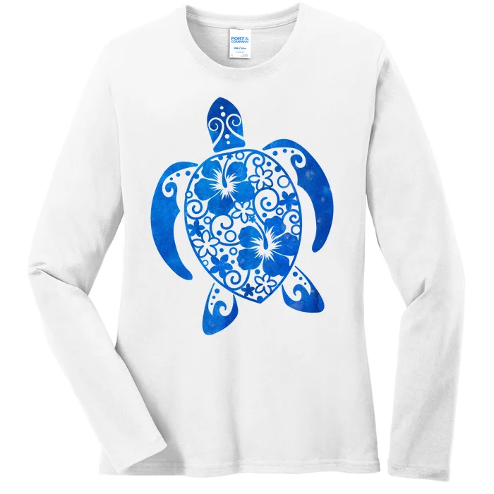 Summer Tropical Turtle Ladies Long Sleeve Shirt