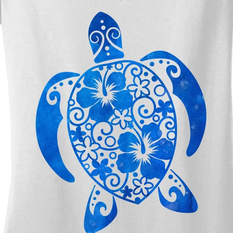 Summer Tropical Turtle Women's V-Neck T-Shirt