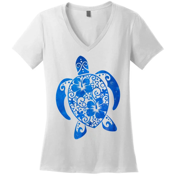 Summer Tropical Turtle Women's V-Neck T-Shirt