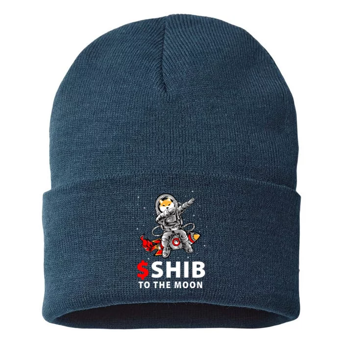 Shib To The Moon Shiba Inu Coin Crypto Sustainable Knit Beanie