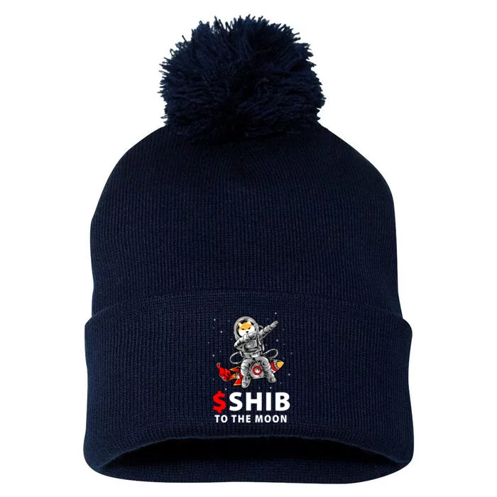 Shib To The Moon Shiba Inu Coin Crypto Pom Pom 12in Knit Beanie