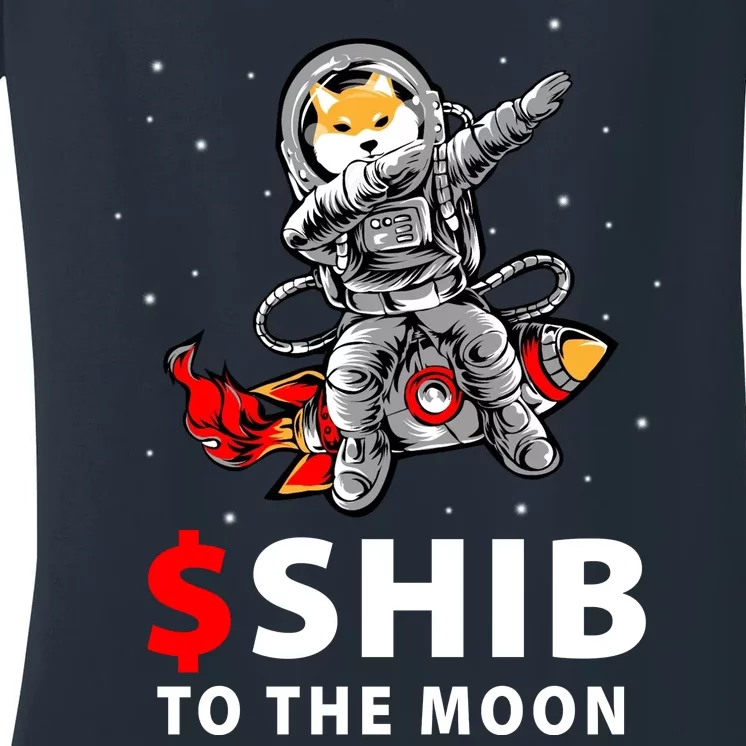 Shib To The Moon Shiba Inu Coin Crypto Women's V-Neck T-Shirt