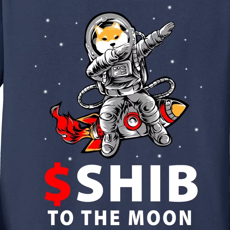 Shib To The Moon Shiba Inu Coin Crypto Kids Long Sleeve Shirt