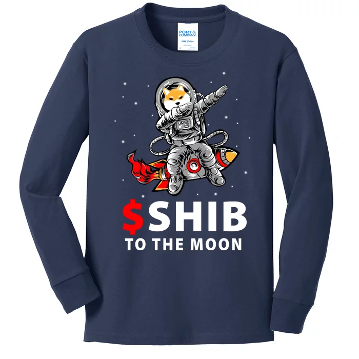 Shib To The Moon Shiba Inu Coin Crypto Kids Long Sleeve Shirt