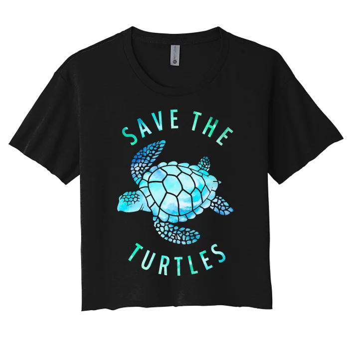 Save The Turtles Sea Turtle Tie Dye Ocean Wildlife Earth Day Women's Crop Top Tee