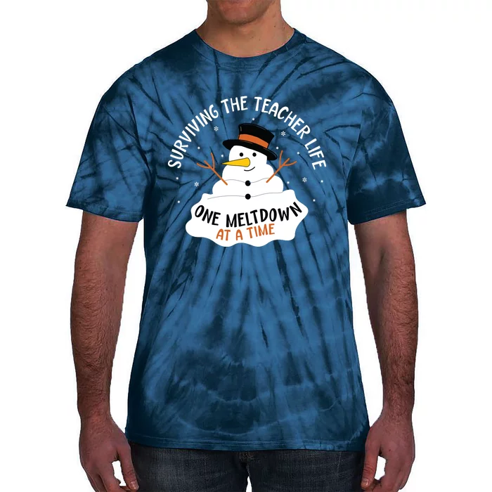 Surviving The Teacher Life One Meltdown At A Time Christmas Tie-Dye T-Shirt