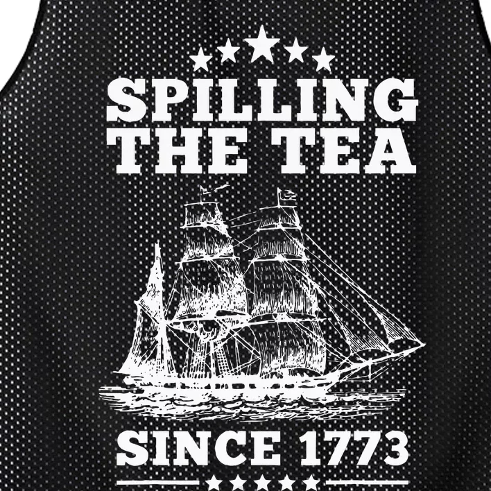 Spilling The Tea Since 1773 Retro Fun Patriotic Mesh Reversible Basketball Jersey Tank