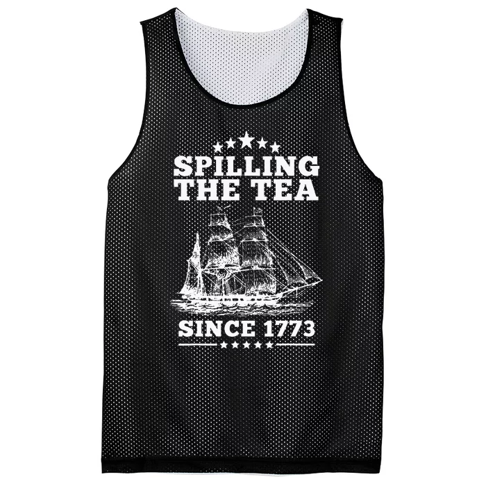 Spilling The Tea Since 1773 Retro Fun Patriotic Mesh Reversible Basketball Jersey Tank