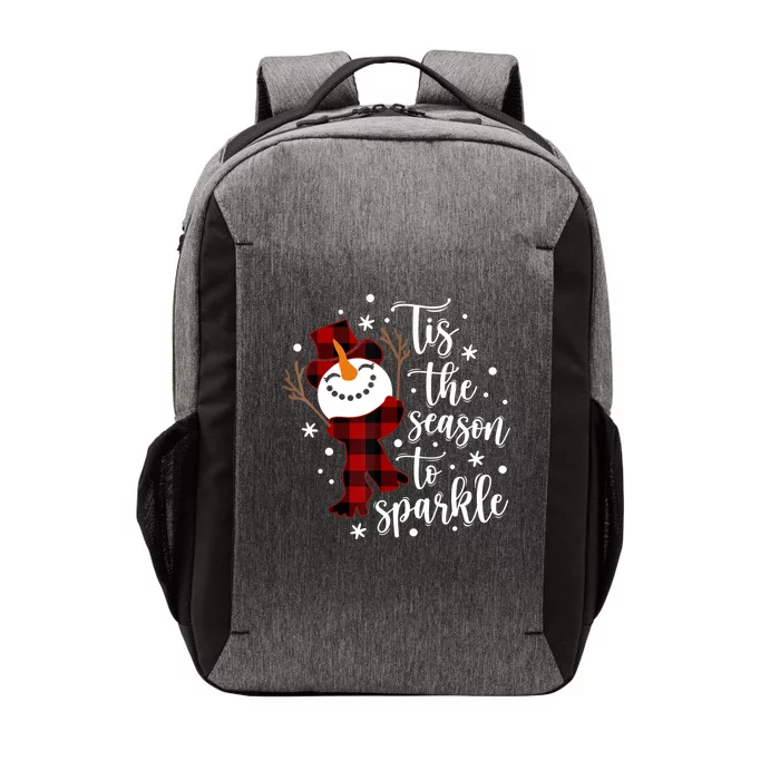 Snow Tis The Season To Merry Christmas Red Plaid Cool Gift Vector Backpack