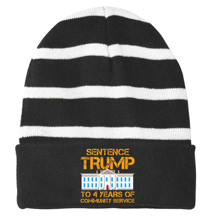 Sentence Trump To 4 Years Of Community Service Striped Beanie with Solid Band