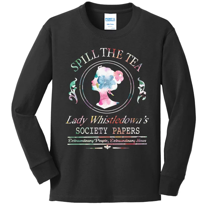 Spill The Tea Lady Whistledown Society Papers Kids Long Sleeve Shirt