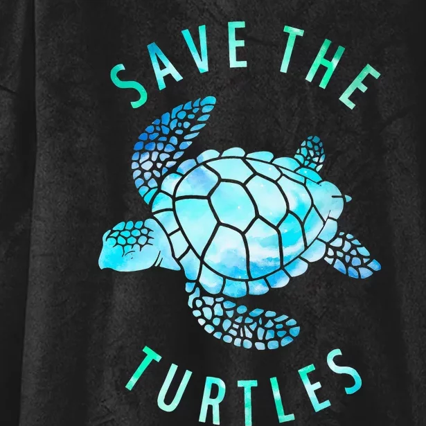 Save The Turtles Sea Turtle Tie Dye Ocean Wildlife Earth Day Hooded Wearable Blanket