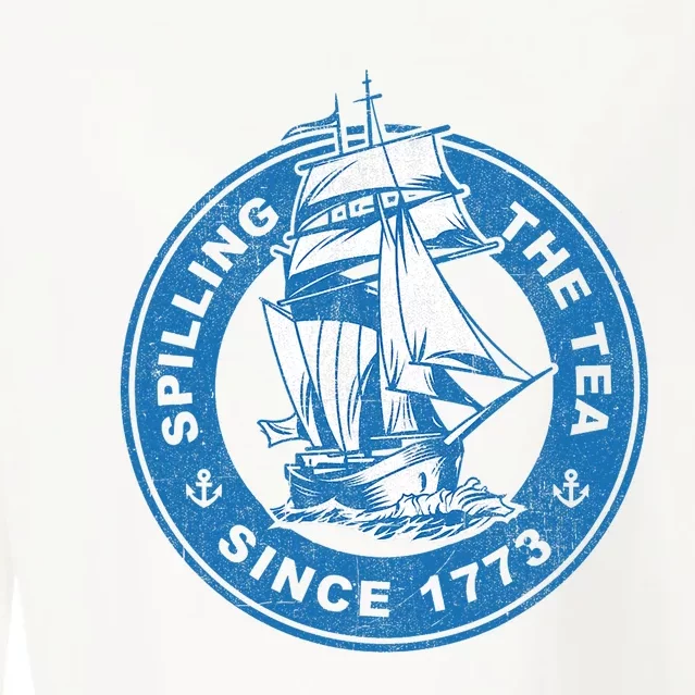 Spilling The Tea Since 1773 Funny US History Teacher Boston Cropped Pullover Crew