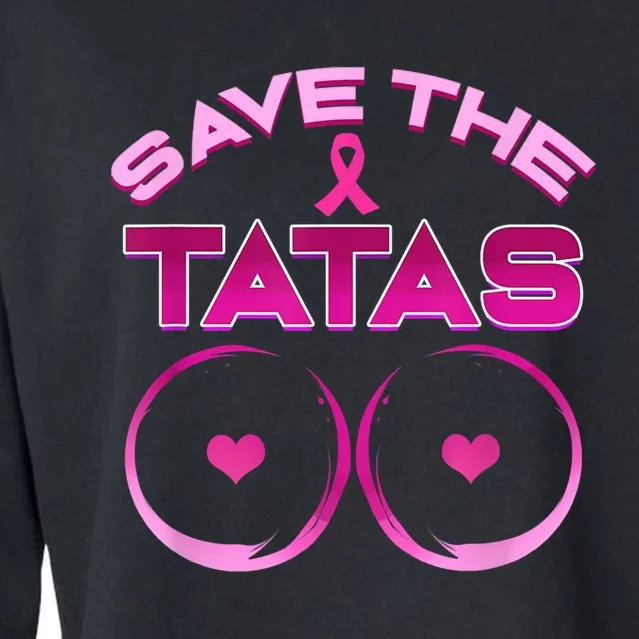 Save The Tatas Pink Ribbon Cropped Pullover Crew