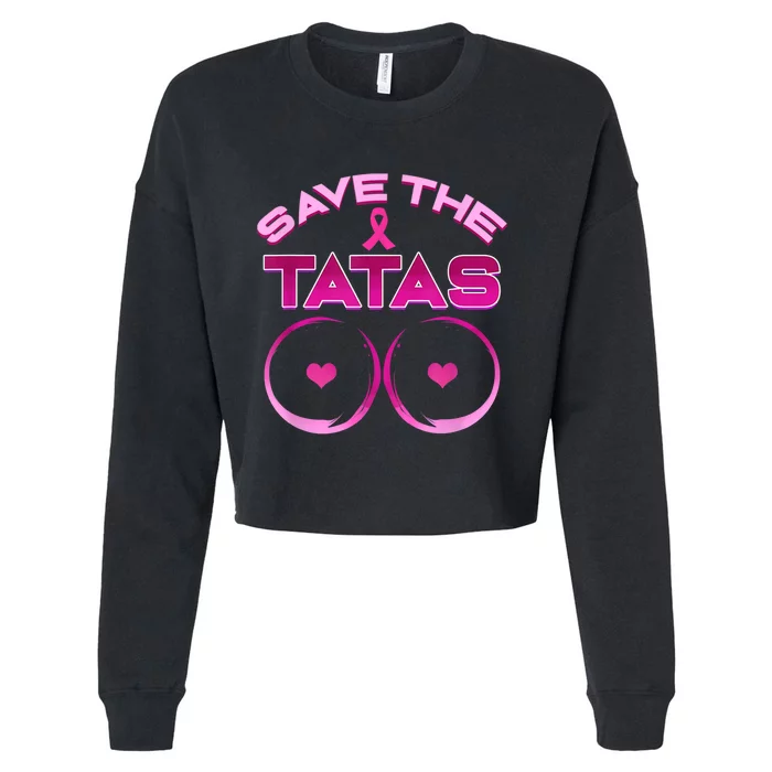 Save The Tatas Pink Ribbon Cropped Pullover Crew