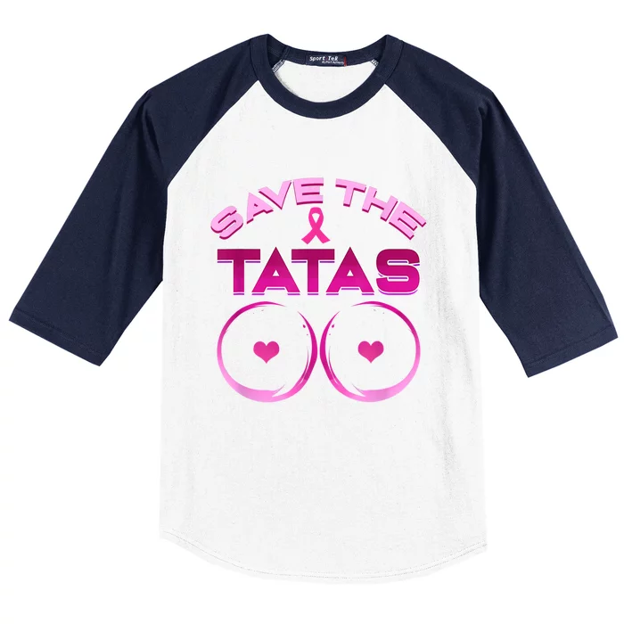 Save The Tatas Pink Ribbon Baseball Sleeve Shirt