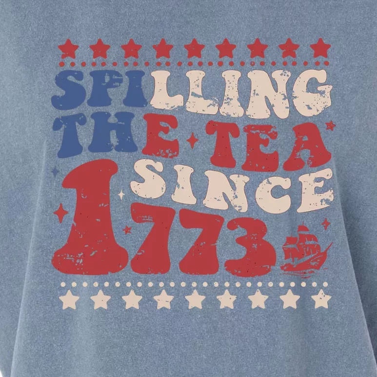 Spilling The Tea Since 1773 Women History Teacher 4th July Garment-Dyed Women's Muscle Tee