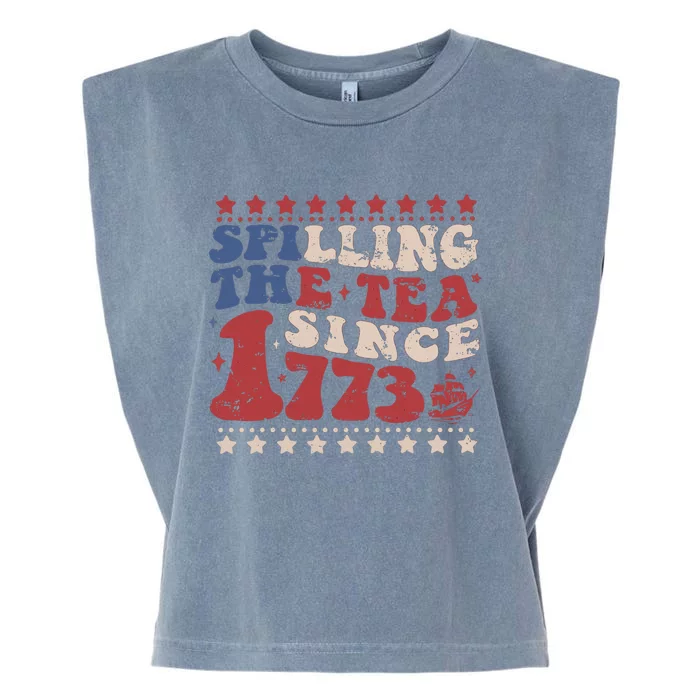 Spilling The Tea Since 1773 Women History Teacher 4th July Garment-Dyed Women's Muscle Tee