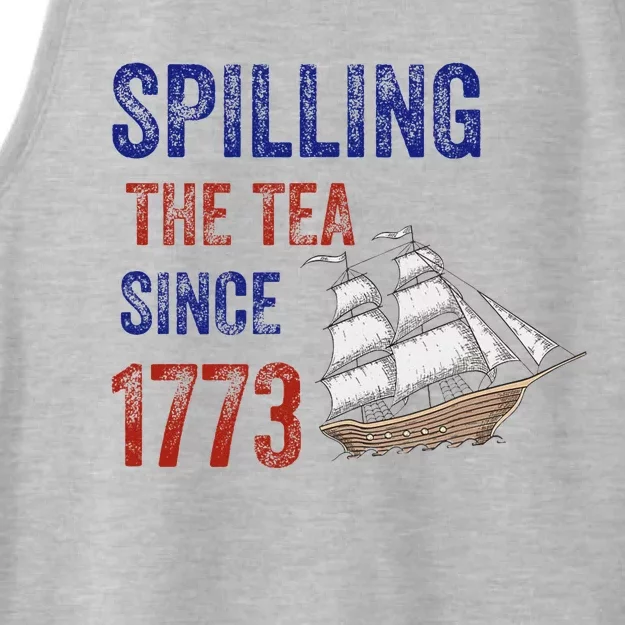 Spilling The Tea Historical Humor Design Ladies Tri-Blend Wicking Tank