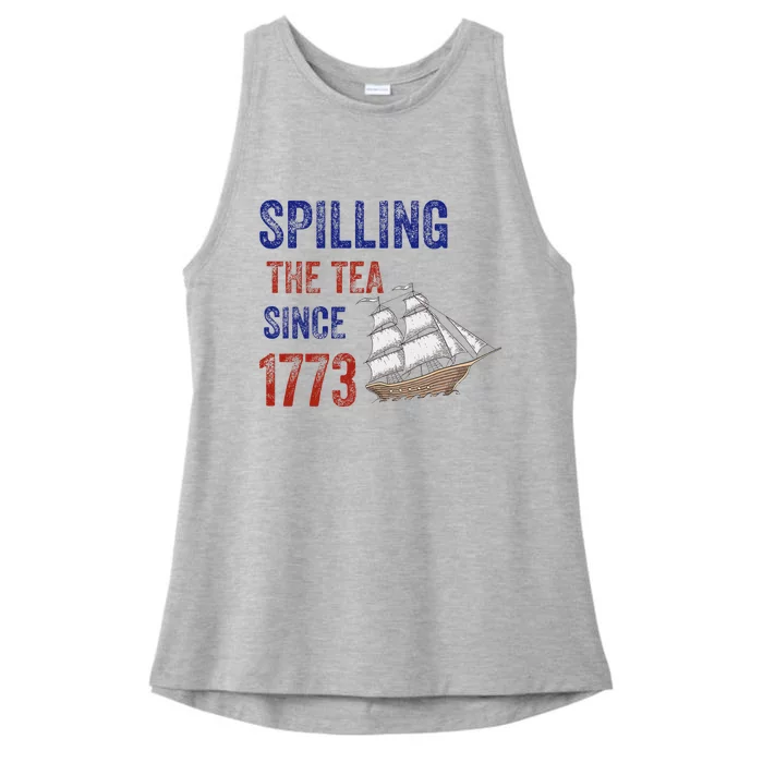 Spilling The Tea Historical Humor Design Ladies Tri-Blend Wicking Tank