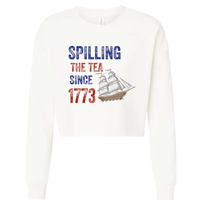 Spilling The Tea Historical Humor Design Cropped Pullover Crew