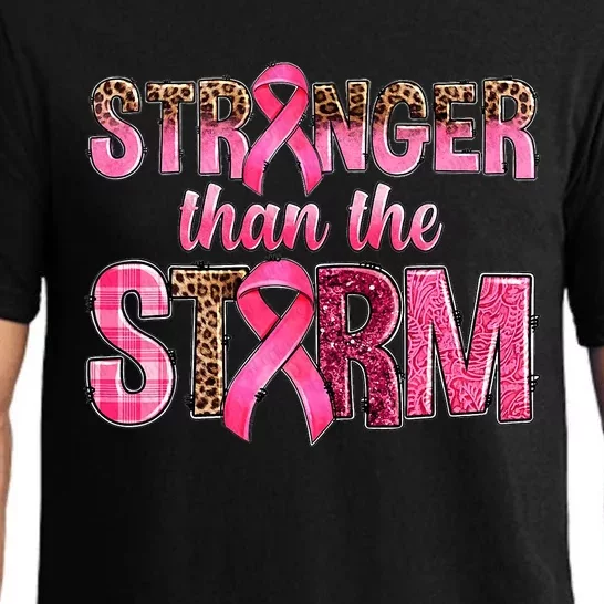 Stronger Than The Storm Pink Ribbon Breast Cancer Awareness Pajama Set