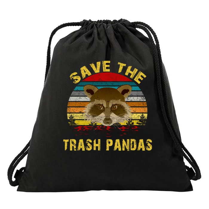 Save The Trash Pandas Drawstring Bag