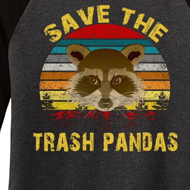 Save The Trash Pandas Women's Tri-Blend 3/4-Sleeve Raglan Shirt