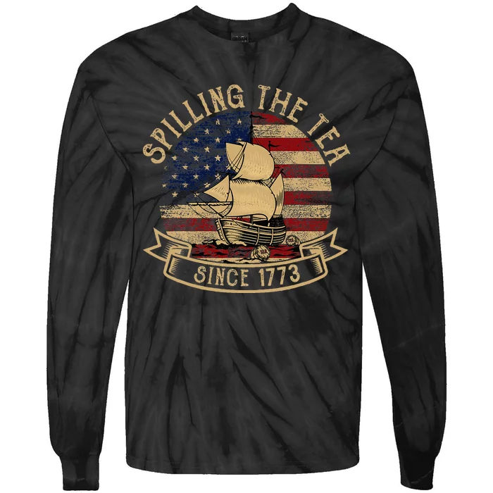 Spilling The Tea Since 1773 American History Teacher Vintage Tie-Dye Long Sleeve Shirt