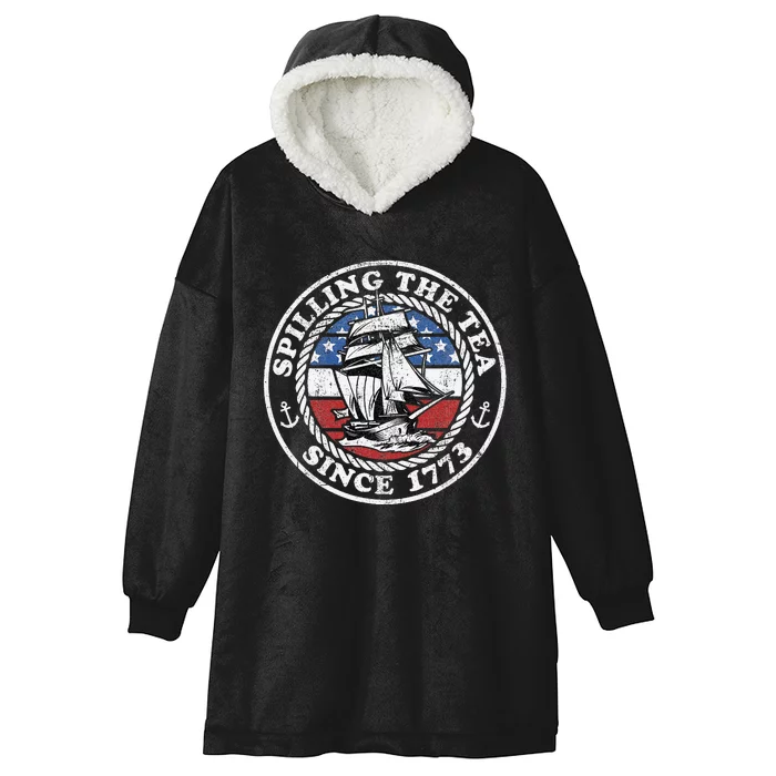 Spilling The Tea Since 1773 Funny US History Teacher Boston Hooded Wearable Blanket