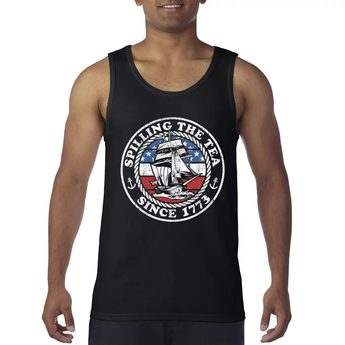 Spilling The Tea Since 1773 Funny US History Teacher Boston Tank Top