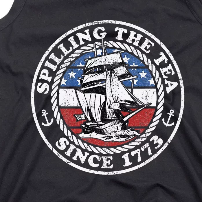 Spilling The Tea Since 1773 Funny US History Teacher Boston Tank Top