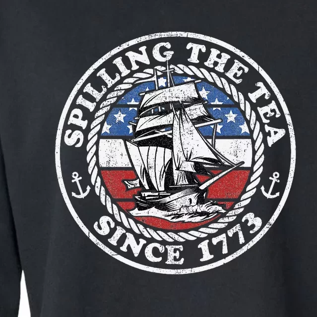 Spilling The Tea Since 1773 Funny US History Teacher Boston Cropped Pullover Crew