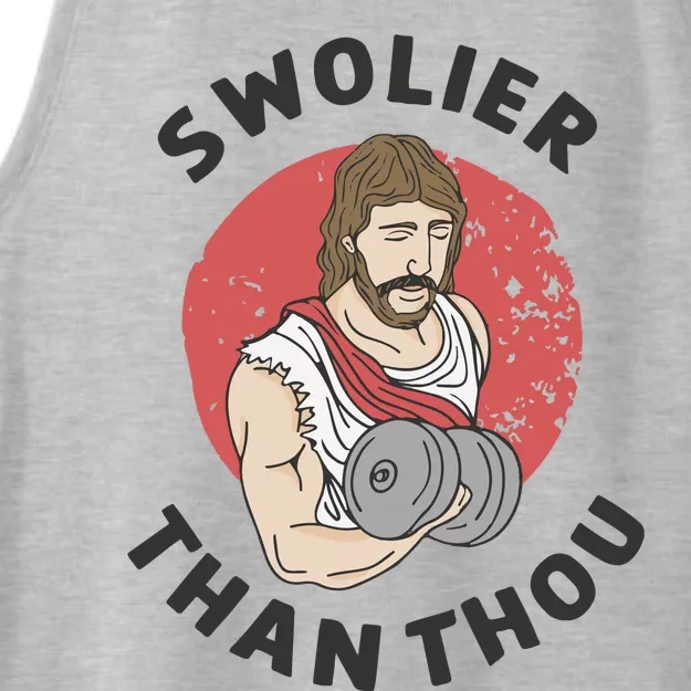 Swolier Than Thou Funny Jesus Ladies Tri-Blend Wicking Tank