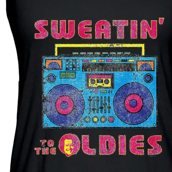 Sweatin To The Oldies Retro Boombox Ladies Essential Flowy Tank