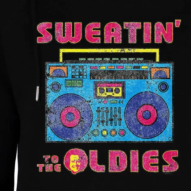 Sweatin To The Oldies Retro Boombox Womens Funnel Neck Pullover Hood